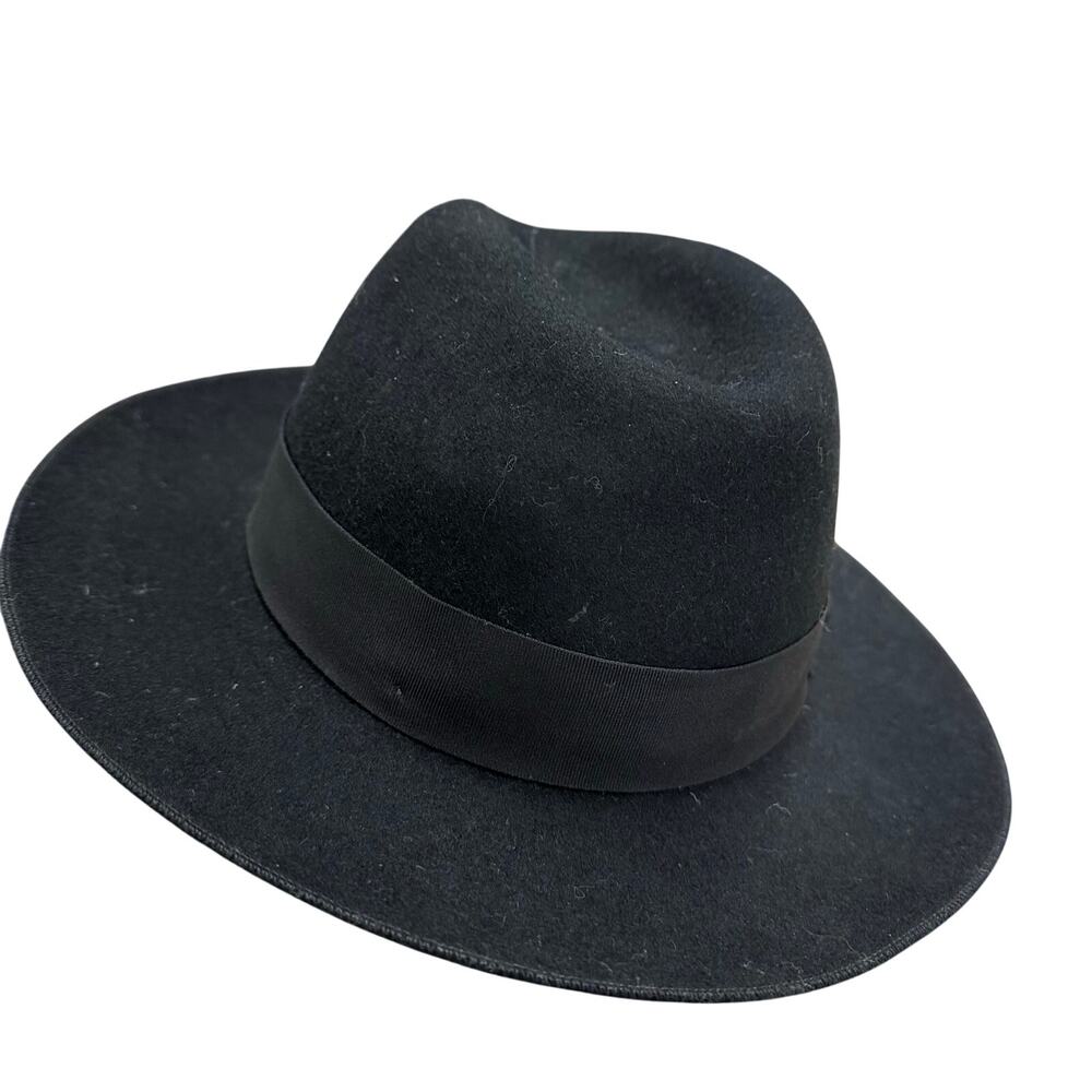Stefeno Crushable Water Repellent Black Wool Fedora Hat Men’s Size 59 or 7 3/8